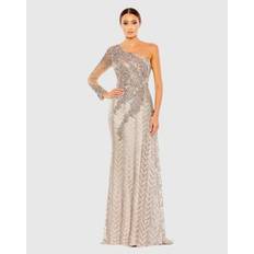 Evening Gowns - Sequins Dresses Mac Duggal Embellished One Shoulder A Line Maxi Gown - Taupe