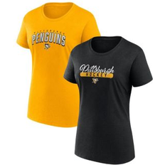 Pittsburgh Penguins T-shirts Fanatics Branded Women's Fanatics Black/Gold Pittsburgh Penguins Two-Pack Fan T-shirt Set