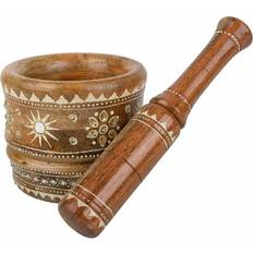Brown Presses & Mashers Alexandra House Living Mango Wood Mortar and Pestle 14 x 25 x 14 cm Pestle & Mortar