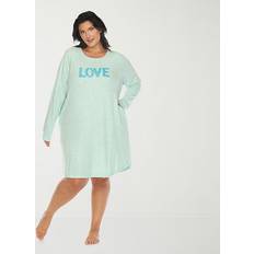 Green Nightgowns White Mark Plus Size Long Sleeve Sleepshirt - Green