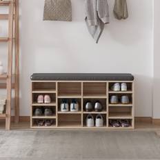 Furniture Union Rustic Multi-Storage with Cushion Moving Shelves Shoe Rack