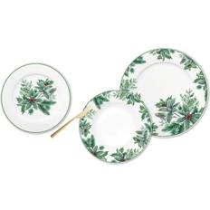 Gröna Serviser Dkd Home Decor Elegant 18-Piece White and Green Porcelain Tableware Dinner Set