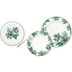 Grøn Spisestel Dkd Home Decor Elegant 18-delt Hvid og Grøn Porcelæns Service Spisestel 18stk