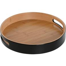 Home ESPRIT Modern Black Natural Snack 30 x 30 x 5 cm Serving Tray