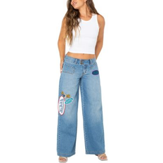 Von Dutch Pants & Shorts Von Dutch Women's Logo Patch Wide-Leg Jeans - Medium Wash