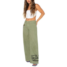 Von Dutch Pants & Shorts Von Dutch Women's Logo Wide-Leg Jeans - Olive