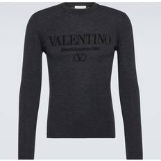 Valentino Kläder Valentino Stickade Tröja med Logo - Grå