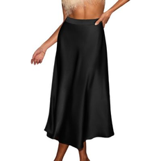 Cupshe Satin Midi Skirt - Black