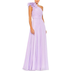 Mac Duggal Polka Dot Ruffled One Shoulder Gown - Lilac