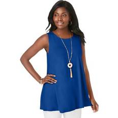 Jessica London Plus Size Stretch Knit Sleeveless Swing Tunic - Dark Sapphire