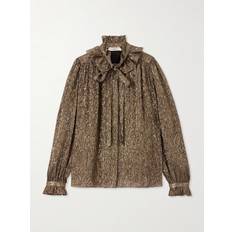 Svarta Blusar Chloe Metallic Silkeband Blus - Gul