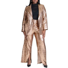 Bronze Pants Eloquii Plus Size Sequin Trouser - Bronze