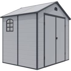 Rowlinson Plastic Apex Shed Light Grey with Foundation Kit 8 x 6 ft (Building Area )