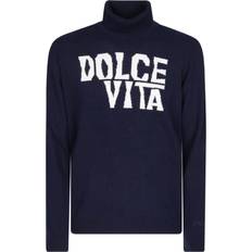 Strik Dolcevita med Frontskrift - Hvid