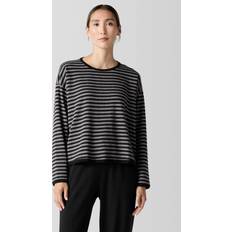 Tencel Blusas Eileen Fisher Round Neck Cropped Boxy Top - Blash