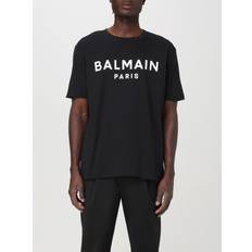 Balmain T-shirts Balmain Sort T-shirt Med Trykt Logo - Hvidt Logoprint