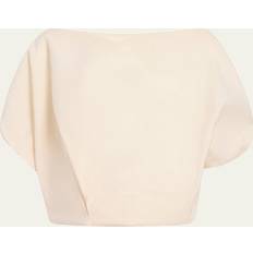 Natural Blouses Khaite Niles Cropped Silk Twill Top - Ecru