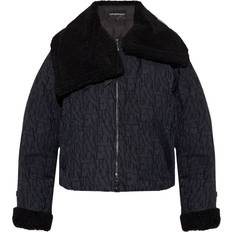Emporio Armani Dam Ytterkläder Emporio Armani Lyxig Ylleblandningsjacka med Avtagbar Krage - Svart