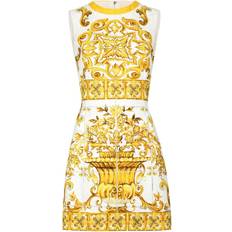 Dolce & Gabbana Dresses Dolce & Gabbana Maiolica Print Cotton Mini Dress Yellow