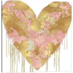 Big Hearted Pink and Gold Canvas Graphic 45.72cm H x 45.72cm W x 3.81cm D
