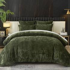 Ivellow Crushed Velvet Comforter Queen Bedspread Green (228.6x228.6cm)