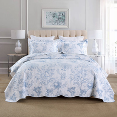 Quilts MarCielo Printed Floral Quilt Set King 2 Shams Quilts White, Blue (269.2x248.9cm)