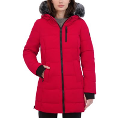 Red Coats Nautica Faux Fur Trim Hooded Puffer Coat - Red