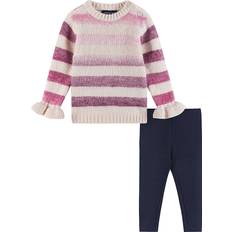 Beige Autres Ensembles Andy & Evan Ombre Stripe Sweater and Legging Set Oatmeal Stripe