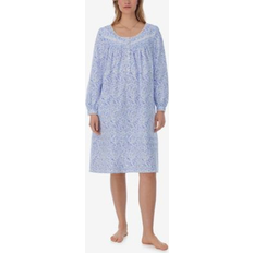 Flannel Underwear Eileen West Cotton Lace-Trim Waltz Nightgown - White/Blue