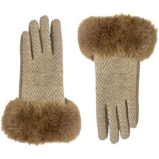 Gloves & Mittens Marcus Adler Chevron Faux Fur Cuff Touchscreen Jersey Glove - Camel