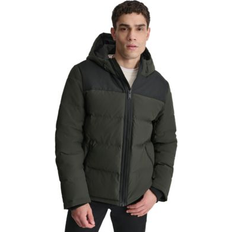 DKNY Clothing DKNY Mixed-Media Puffer Coat - Dark Olive