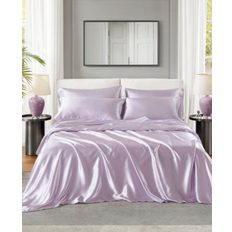Textiles Madison Park Essentials Satin Set of 4 Twin Lilac Bed Sheet Purple (243.84x)