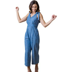 Organic Fabric - Women Jumpsuits & Overalls Hope & Henry Sleeveless Bow Shoulder Jumpsuit Blue Chambray