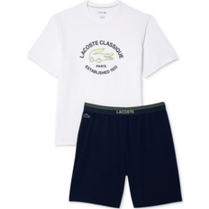 Men - White Pajamas Lacoste Pajama Logo T-Shirt & Shorts Set - White