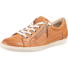 Paul Green Skor Paul Green Women's Zip Lace Up Trainers - Tan Leather
