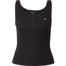 Herre Bluser Tommy Jeans Bomuldsknap-Op Top med Rund Hals - Rød/Sort/Hvid