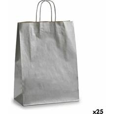 Papeles de regalo Pincello Bolsa De Papel Plateado 32 x 12 x 50 cm 25 Unidades