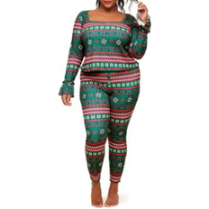 Adore Me Plus-Size Pajama Long Sleeve Top & Legging Set - Novelty Green