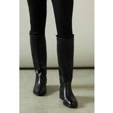 Waterproof - Women High Boots Wallis Kylene Faux Leather Back Stretch Knee Boots - Black