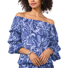 Denim Blouses Vince Camuto Printed Off-The-Shoulder Top - Denim