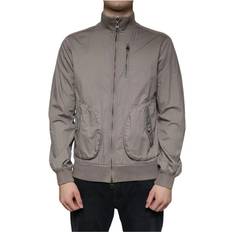 Armani Jeans Cotton Full Zip Bomber Logo Jacket - Brown