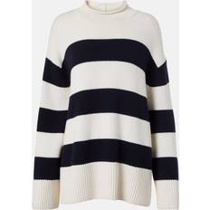 Vince Striped Wool and Cotton Sweater - White
