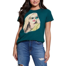 Guess Tops Guess Stardust Easy Tee - Dark Jade Multi