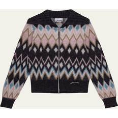 Multicolore Cardigans Ganni Multicolour Zip Cardigan - Black