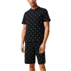 XS Pajamas Lacoste T-Shirt and Shorts Pajama Set - Black/White