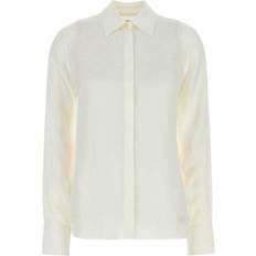 Ferragamo Camisas Ferragamo Monogram Print Silk Shirt - White