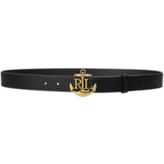 Lauren Ralph Lauren Belts Lauren Ralph Lauren Anchor-Logo Leather Skinny Belt - Black