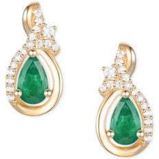 Ruby Earrings Macy's Lab Grown Emerald (1/2 ct. t.w. & Diamond (1/10 ct. t.w. Pear Drop Earrings in 14k Gold (Also in Ruby) Emerald