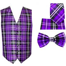 Cotton - Men Suits Oliver George Plaid Vest Set - Purple