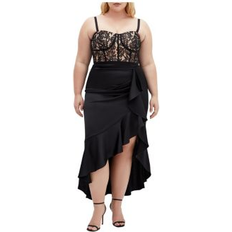City Chic Plus Size Lace Ruffle Dress - Black